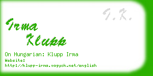 irma klupp business card